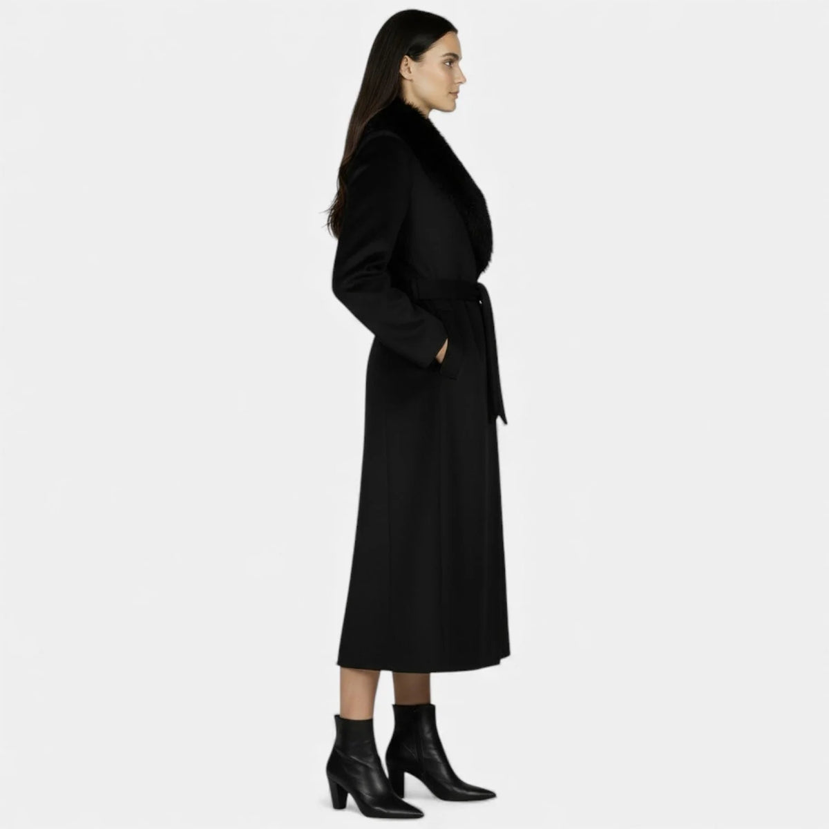 Liora Women's Longline Overcoat | Wool-Look Fabric, Faux Fur Collar 3