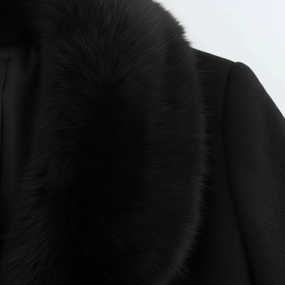 Liora Women's Longline Overcoat | Wool-Look Fabric, Faux Fur Collar 5