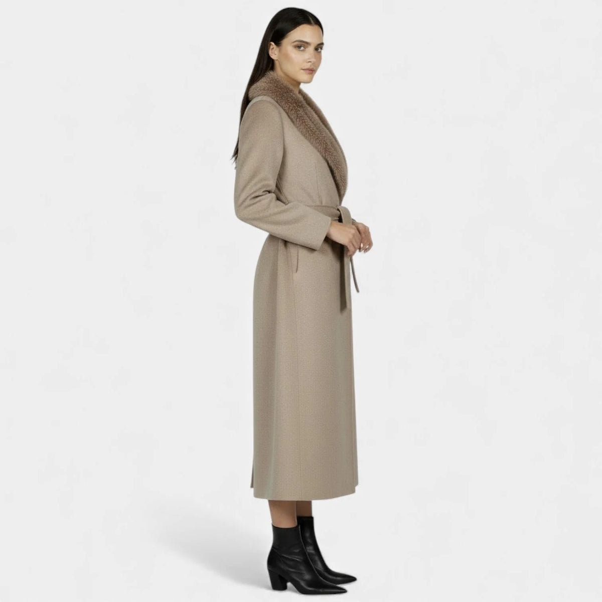 Liora Women's Longline Overcoat | Wool-Look Fabric, Faux Fur Collar 6