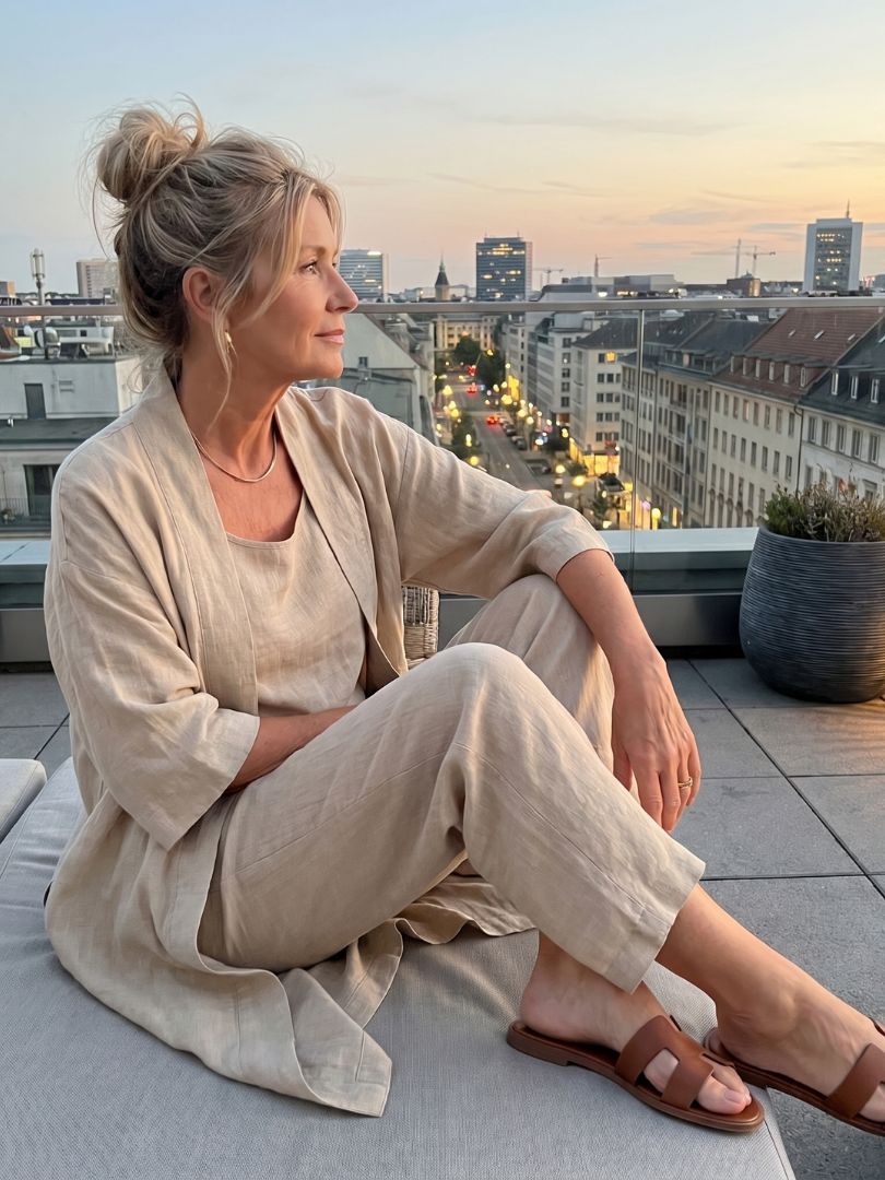 Liora Women's Loungewear Set | Lightweight Linen, 3-Piece Cardigan Ensemble 10