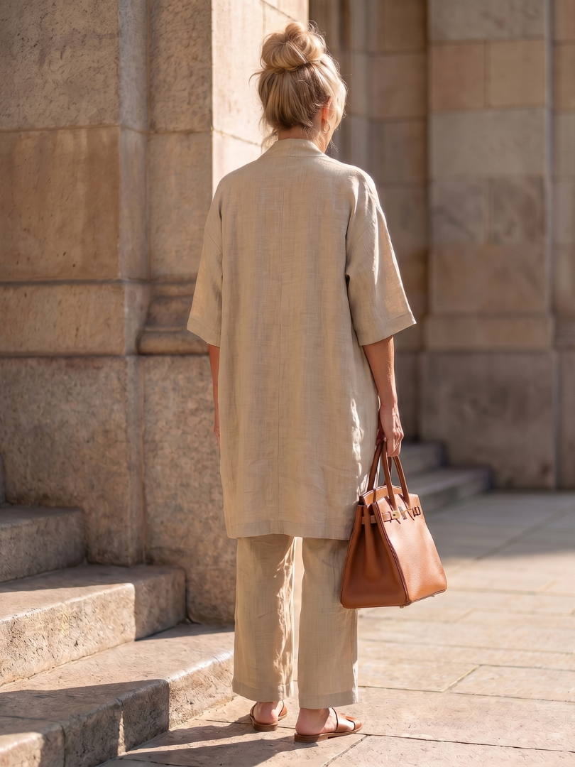 Liora Women's Loungewear Set | Lightweight Linen, 3-Piece Cardigan Ensemble 6