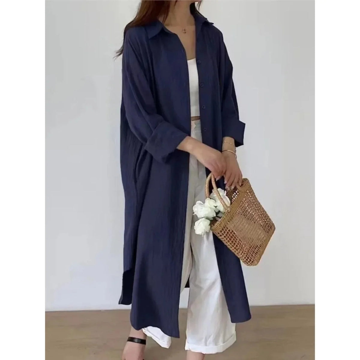 Liora Women's Maxi Dress | Long Sleeve Button-Front Relaxed Cut 3