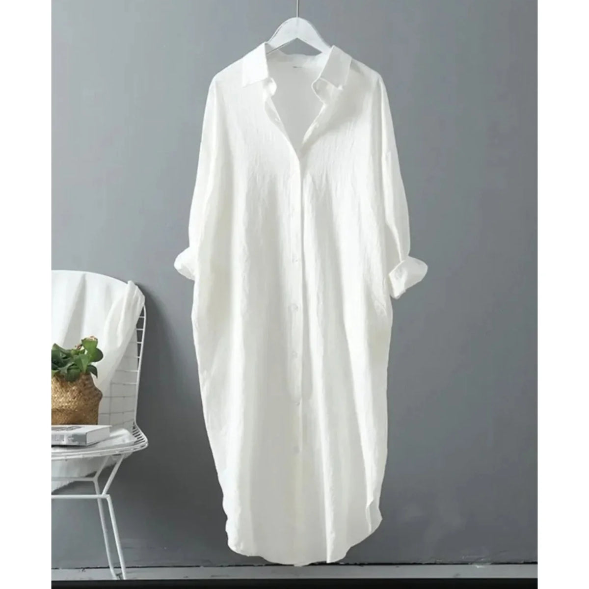 Liora Women's Maxi Dress | Long Sleeve Button-Front Relaxed Cut 4