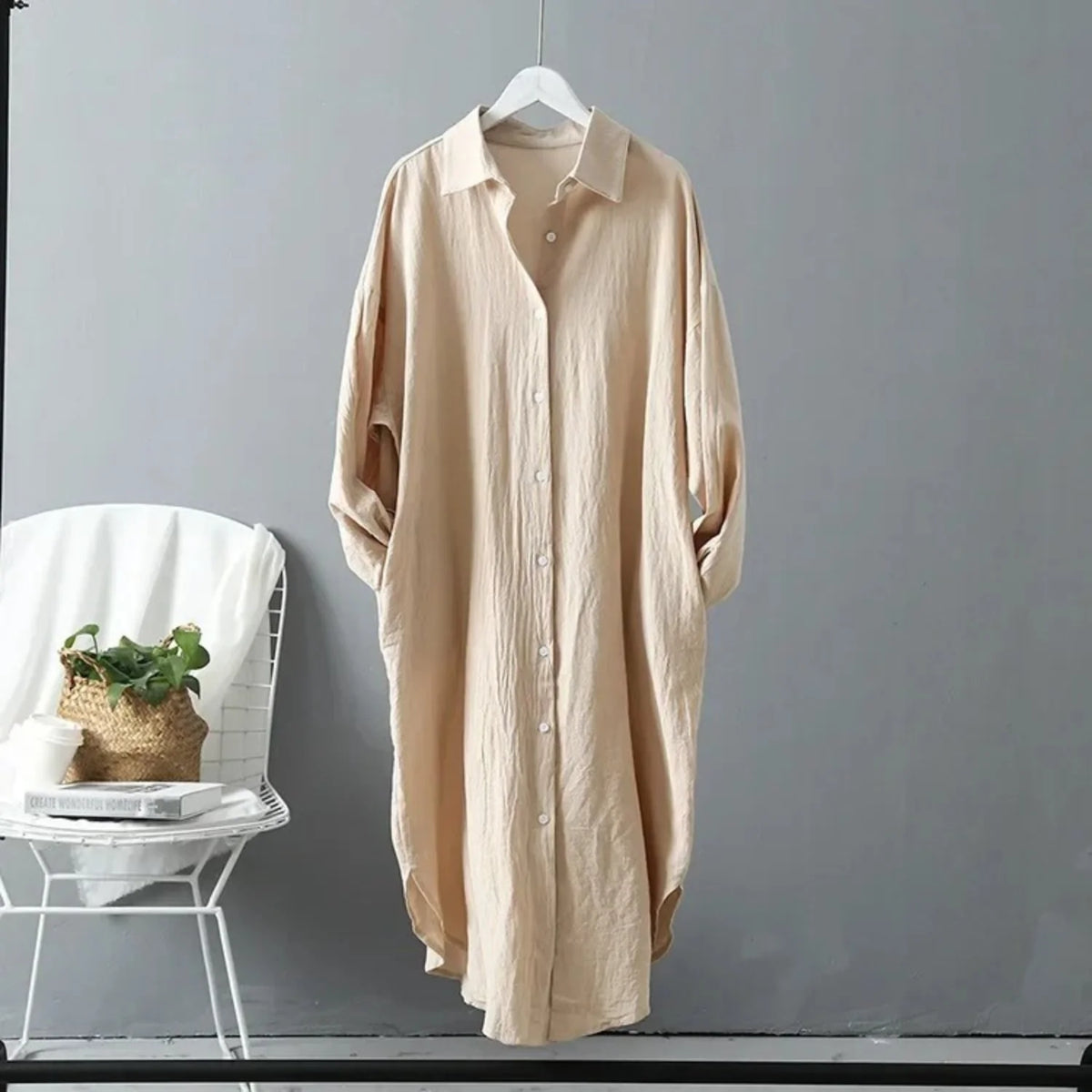 Liora Women's Maxi Dress | Long Sleeve Button-Front Relaxed Cut 6