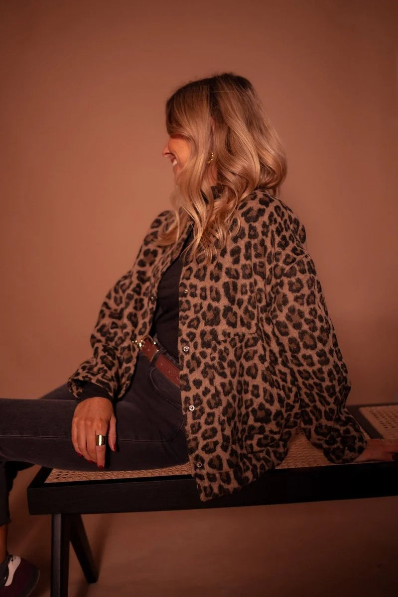 Liora Women's Quilted Jacket | Oversized Fit, Leopard Print 2