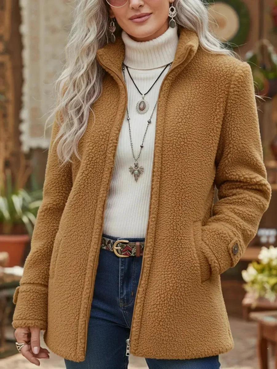 Liora Women's Relaxed Jacket | Soft Lambswool-Look, Stand Collar 2