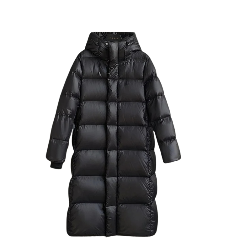 Lira Down Jacket for Women | Long Thick Winter Coat with Luxurious Gold Details