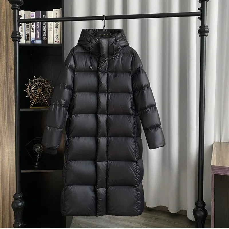 Lira Down Jacket for Women | Long Thick Winter Coat with Luxurious Gold Details