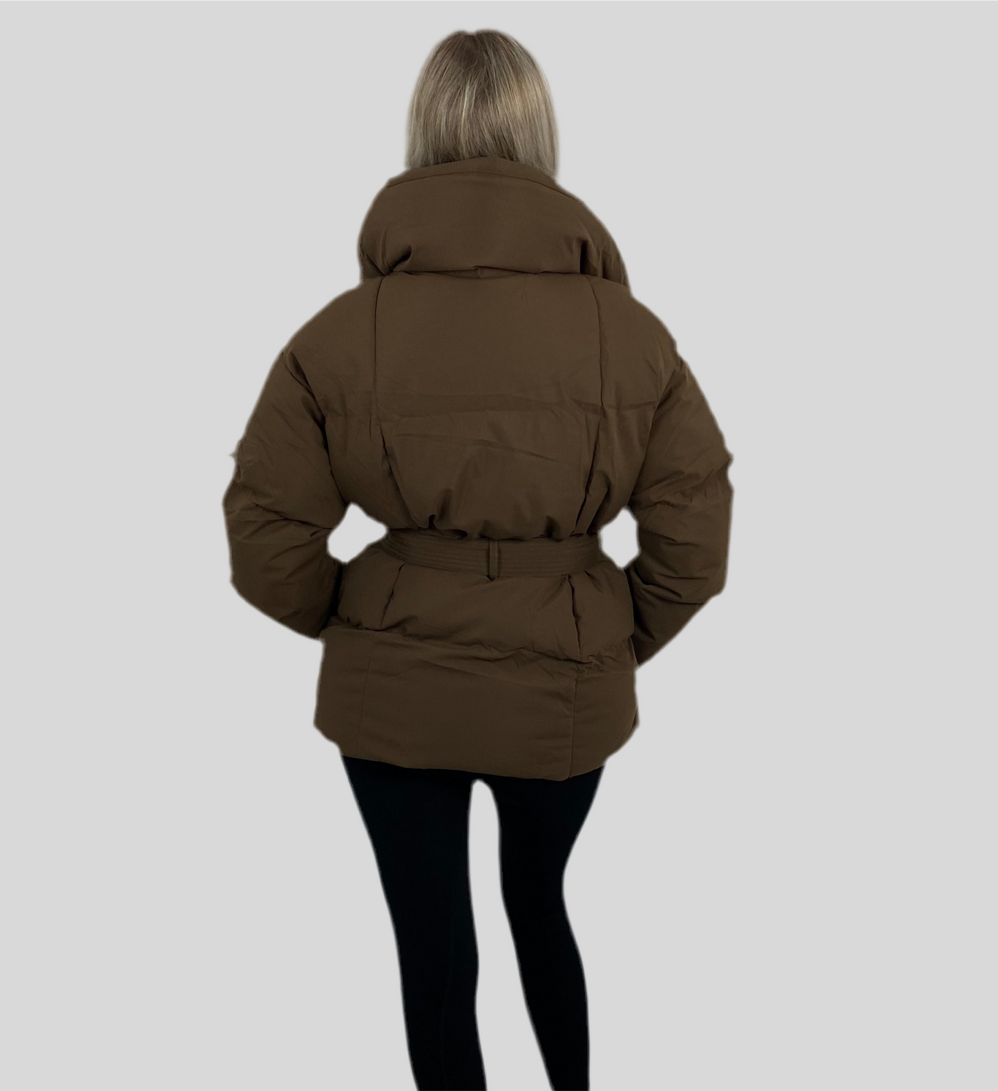 Livia Ladies' Jacket | Cropped Puffer with Belt, Trendy Design