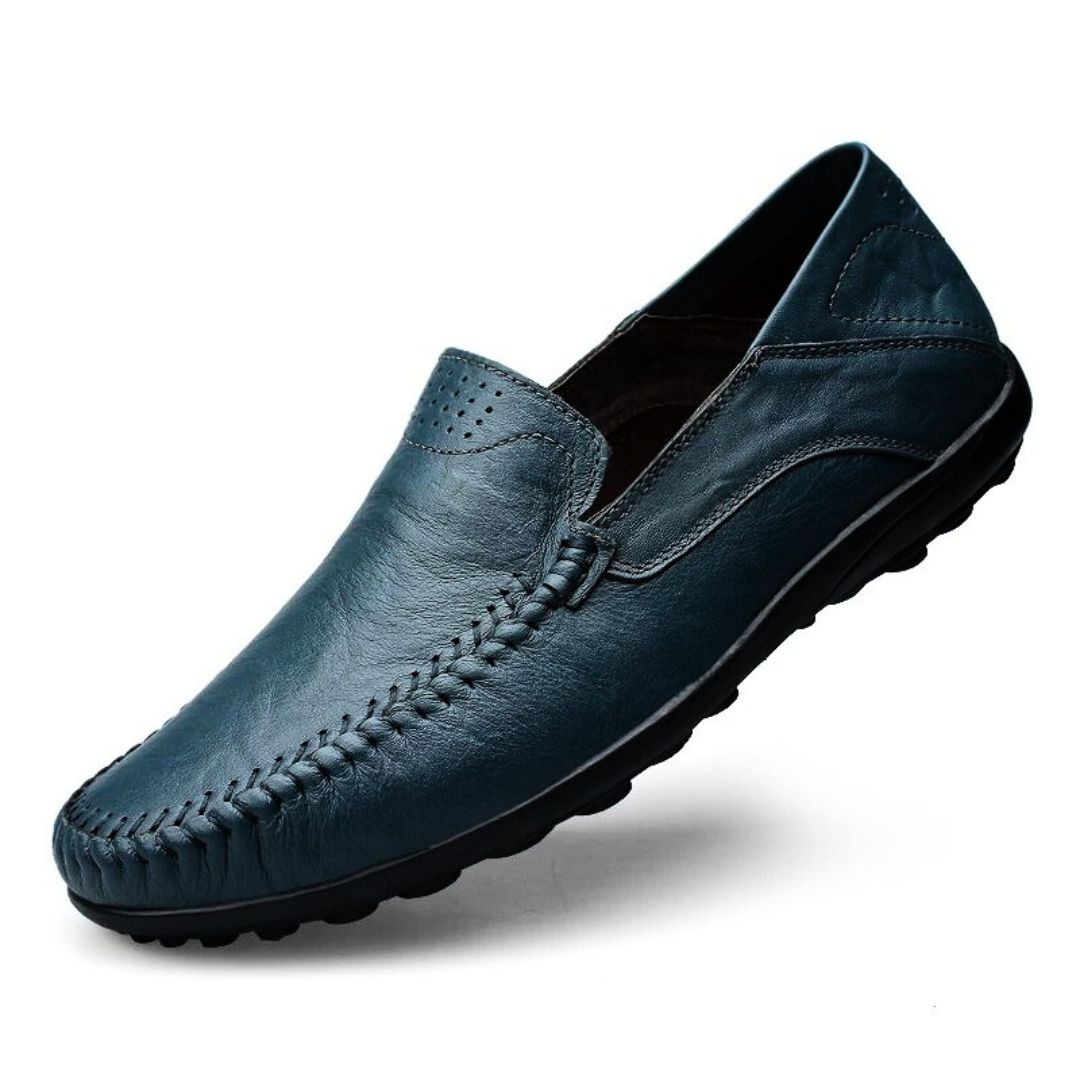 Loren Men's Loafers | Lightweight Black Leather, Casual Comfort