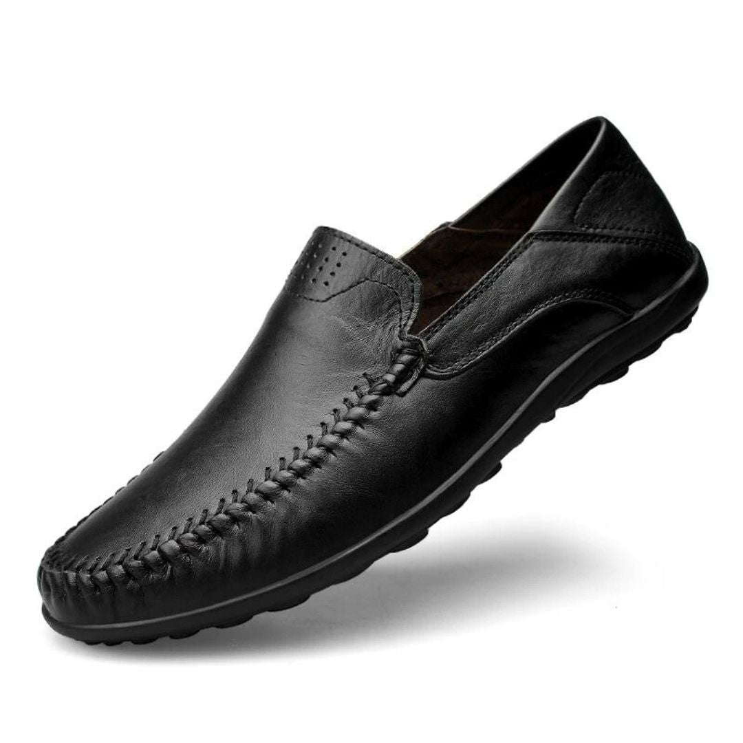 Loren Men's Loafers | Lightweight Black Leather, Casual Comfort