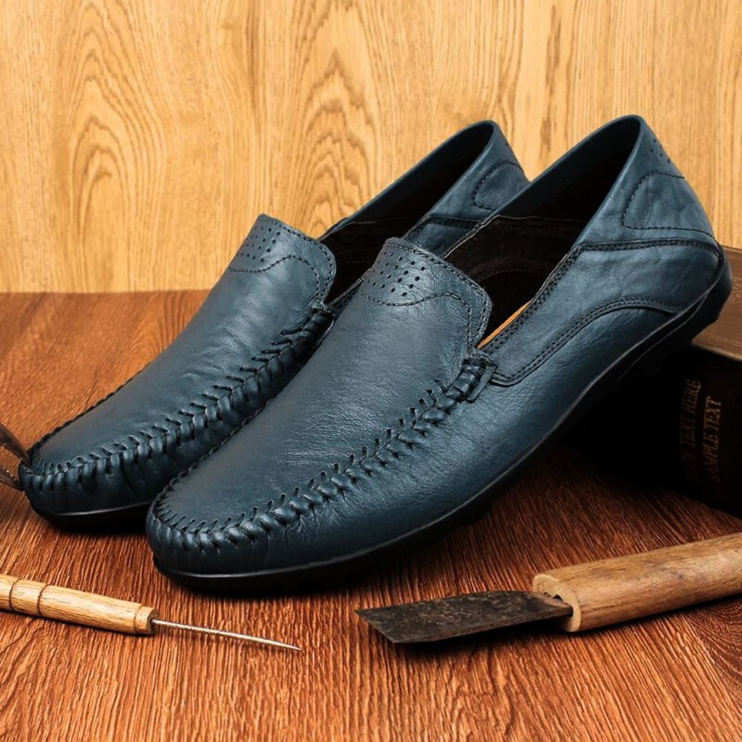 Loren Men's Loafers | Lightweight Black Leather, Casual Comfort