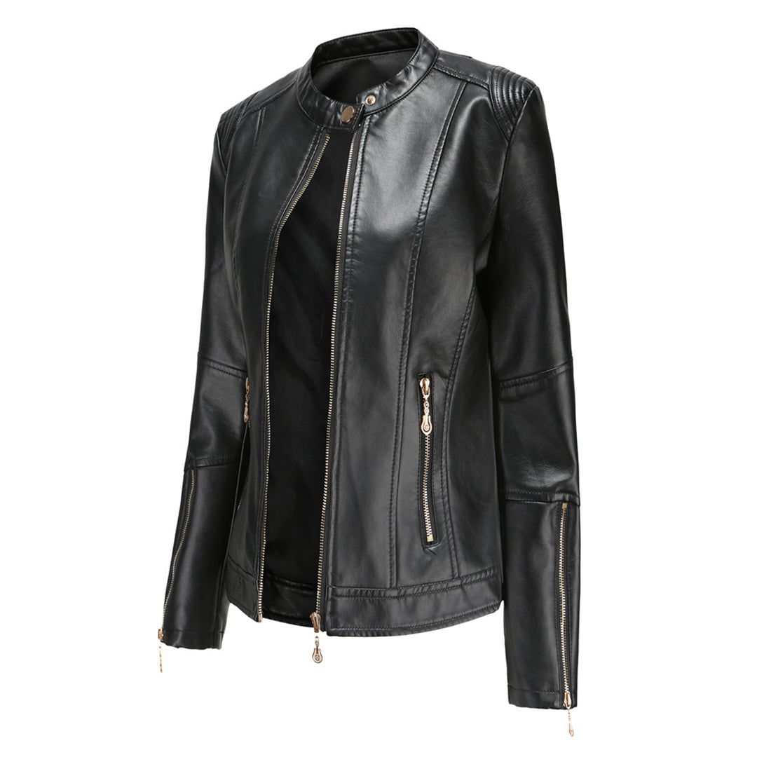 Lotte Women's Jacket | Soft Leather, Chic Collar