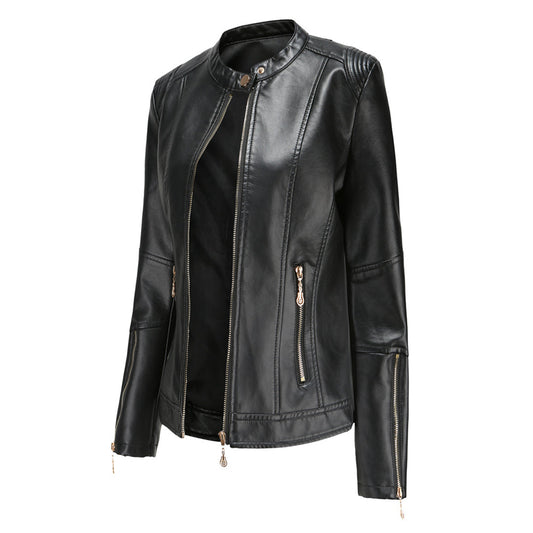 Lotte Women's Jacket | Soft Leather, Chic Collar
