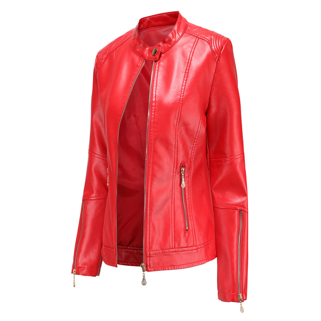 Lotte Women's Jacket | Soft Leather, Chic Collar
