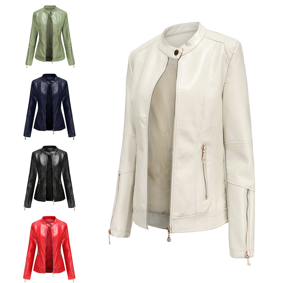 Lotte Women's Jacket | Soft Leather, Chic Collar