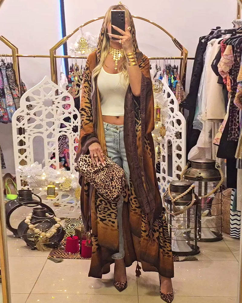 Luna Batwing Sleeve Jacket | Cotton Blend, Leopard Print