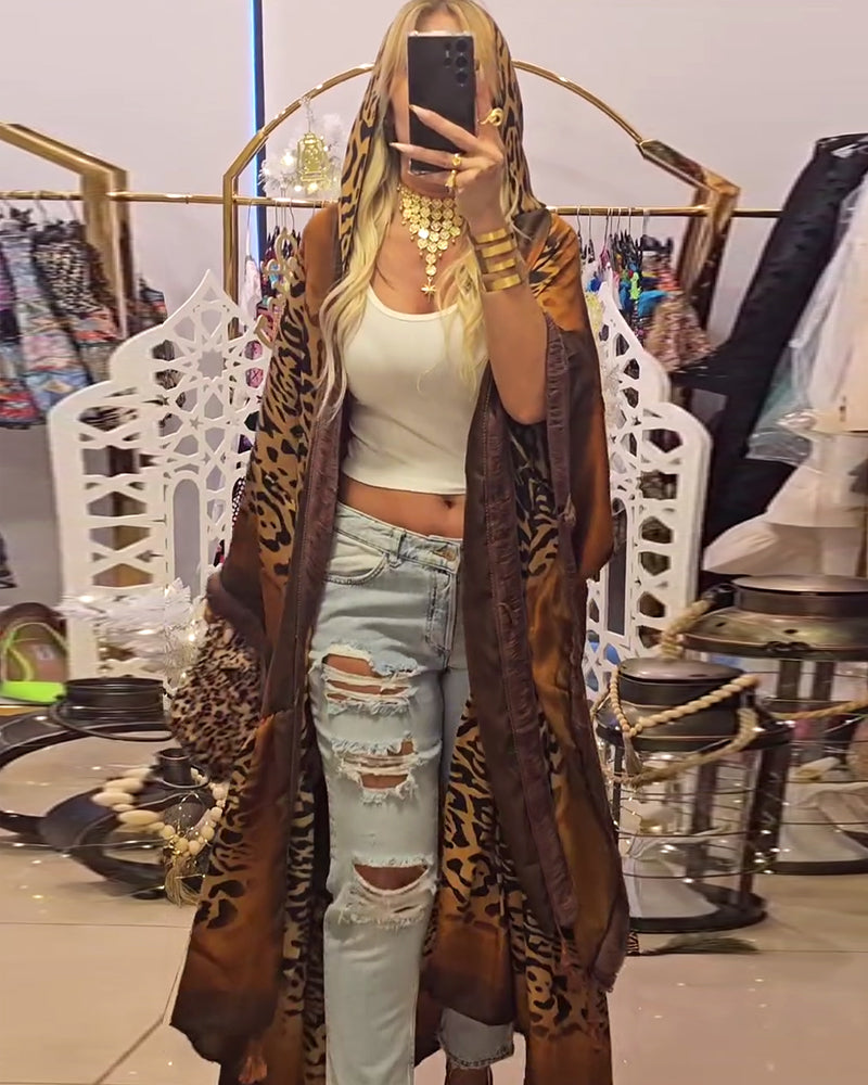 Luna Batwing Sleeve Jacket | Cotton Blend, Leopard Print