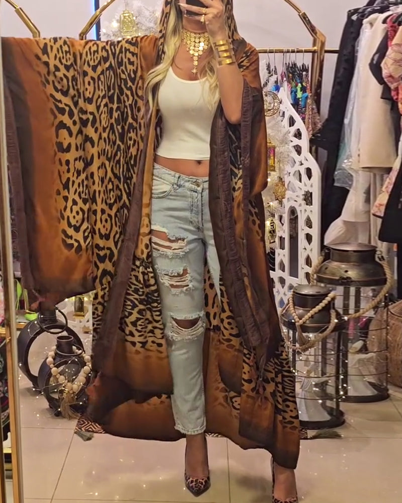 Luna Batwing Sleeve Jacket | Cotton Blend, Leopard Print