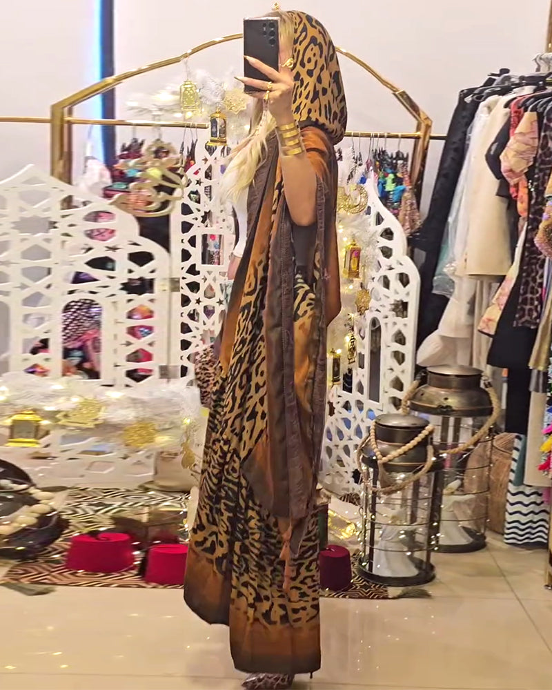 Luna Batwing Sleeve Jacket | Cotton Blend, Leopard Print