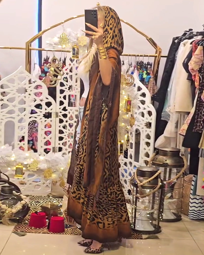 Luna Batwing Sleeve Jacket | Cotton Blend, Leopard Print