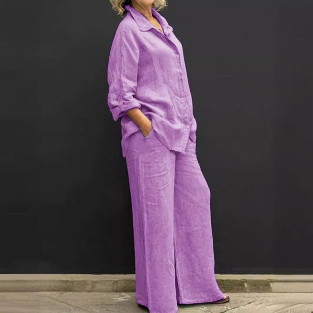 Marta Women's Suit | Cotton and Linen, Pink 2-Piece