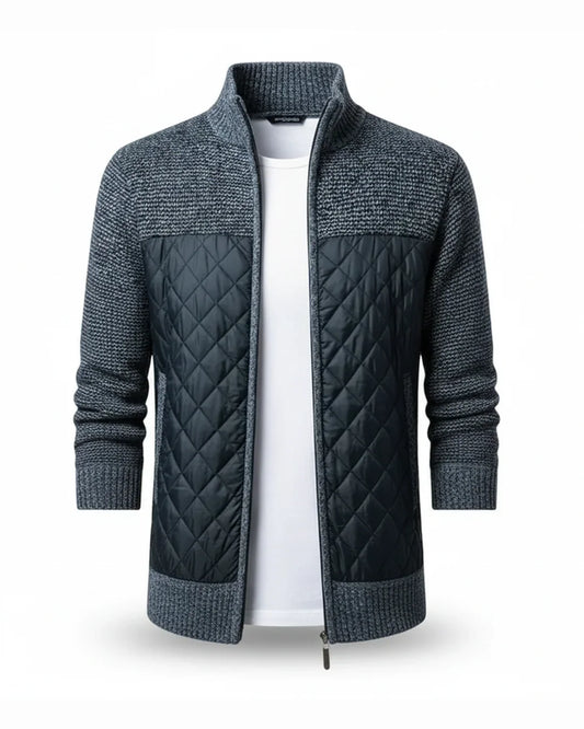 Maverick Men's Jacket | Quilted Front Panel, Knit Fabric, Stand Collar 0