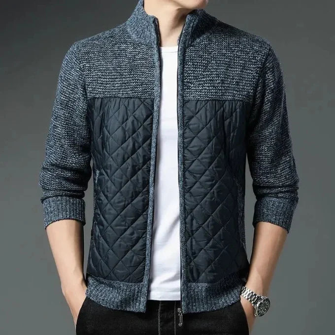 Maverick Men's Jacket | Quilted Front Panel, Knit Fabric, Stand Collar 1