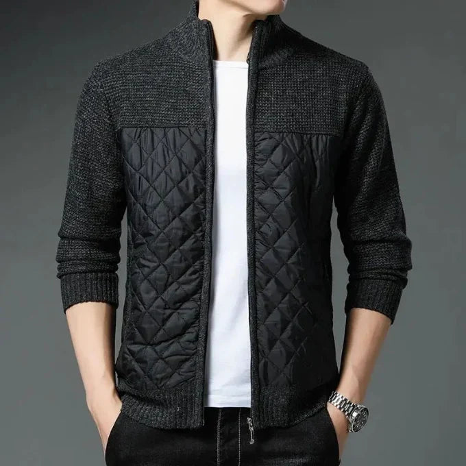 Maverick Men's Jacket | Quilted Front Panel, Knit Fabric, Stand Collar 2