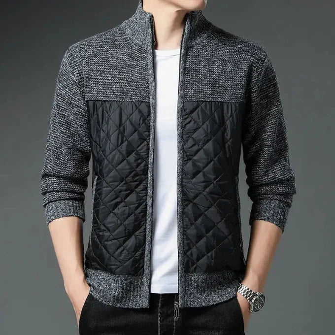 Maverick Men's Jacket | Quilted Front Panel, Knit Fabric, Stand Collar 4
