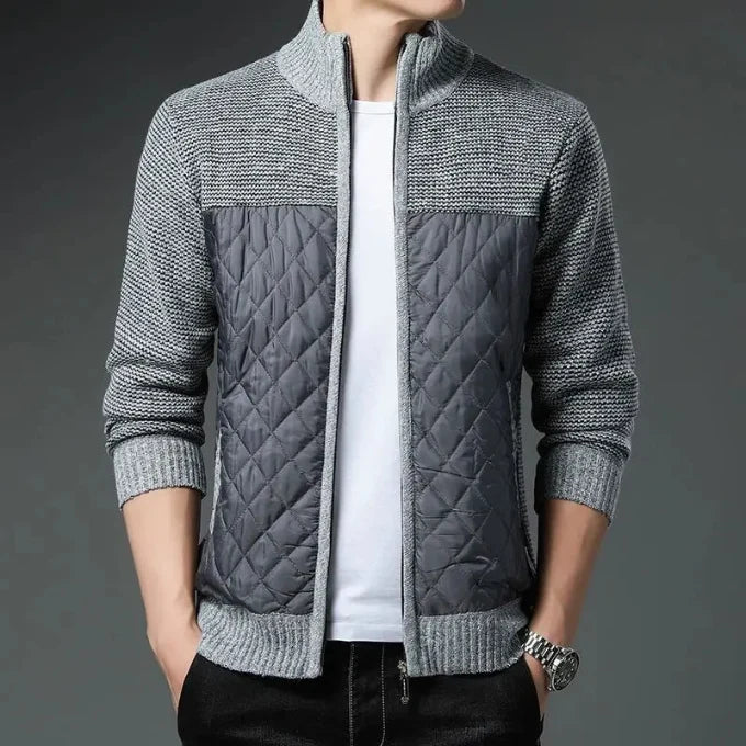 Maverick Men's Jacket | Quilted Front Panel, Knit Fabric, Stand Collar 5