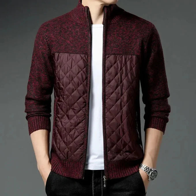 Maverick Men's Jacket | Quilted Front Panel, Knit Fabric, Stand Collar 7