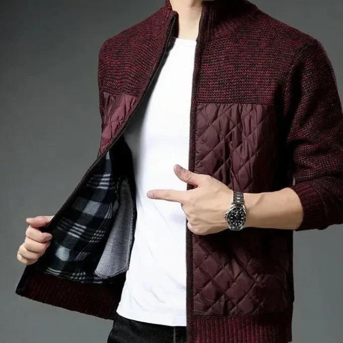 Maverick Men's Jacket | Quilted Front Panel, Knit Fabric, Stand Collar 8