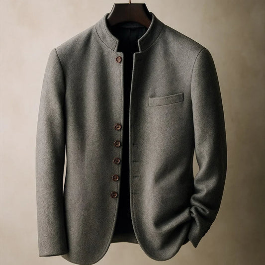 Maverick Men's Wool-Look Jacket | Stand Collar, Five-Button Closure 0