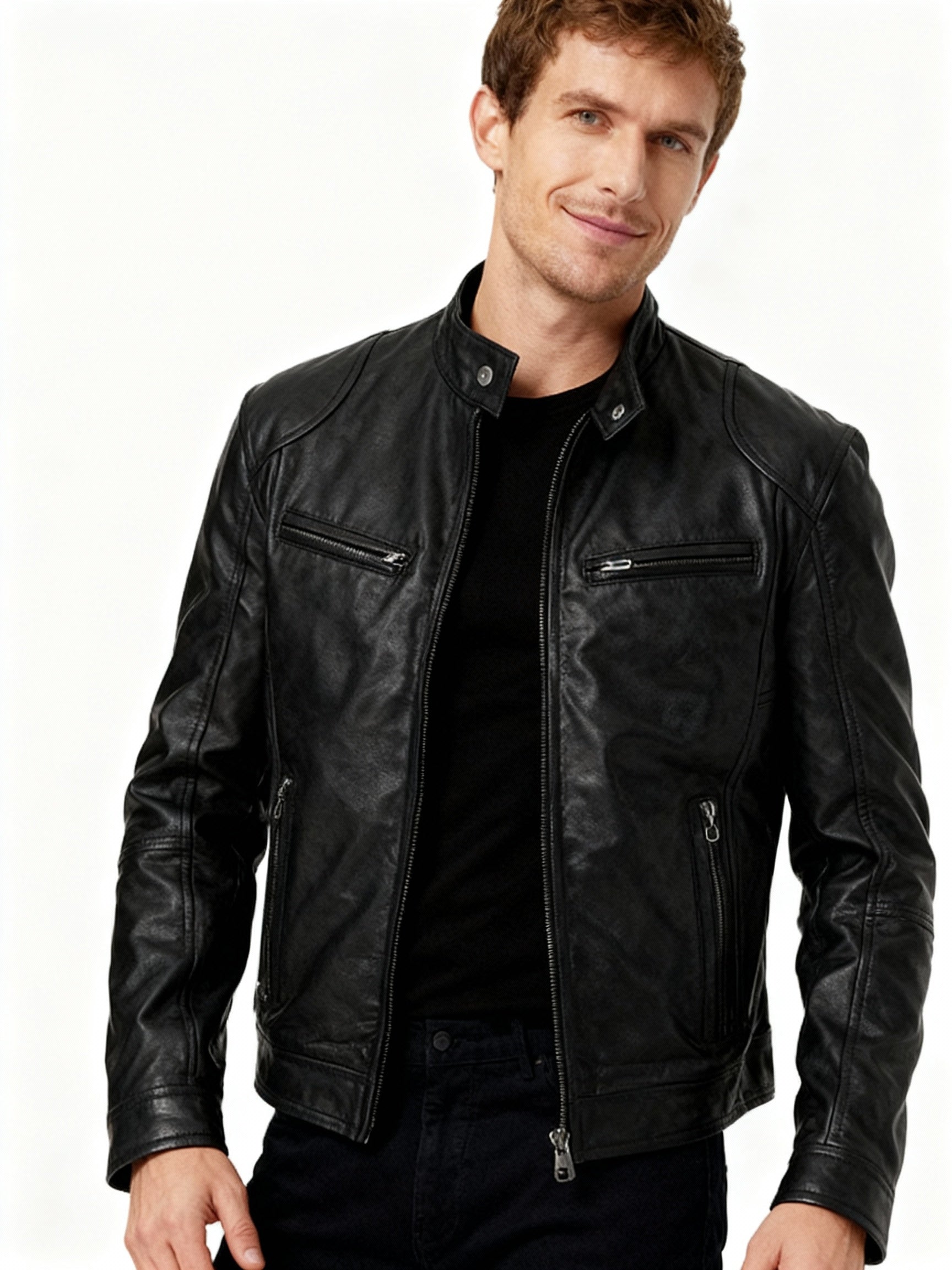 Max Men's Casual Jacket | PU Leather, Adjustable Cuffs 0