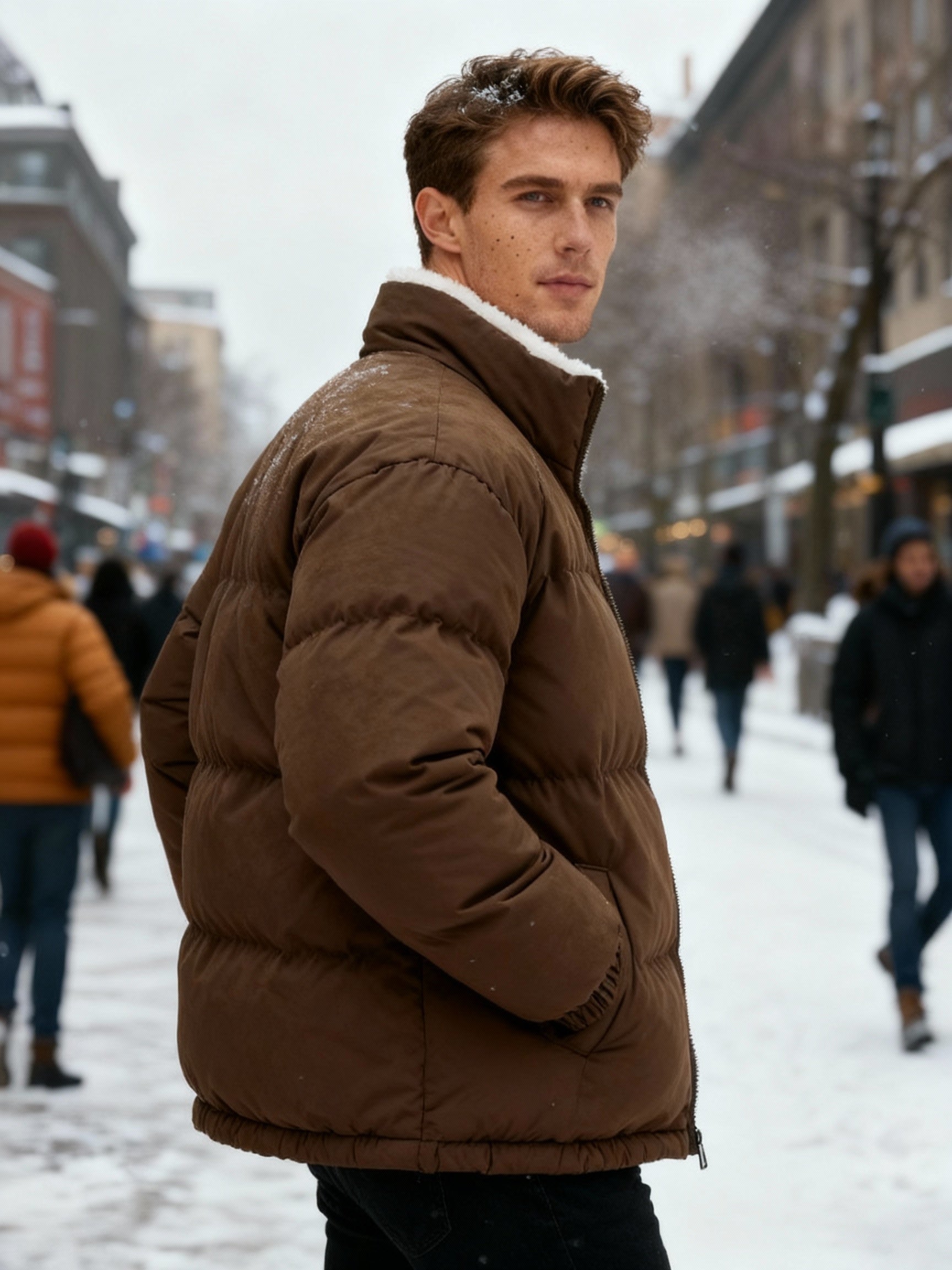 Max Men's Puffer Jacket | Thermal Fleece Lining, Modern Style 1