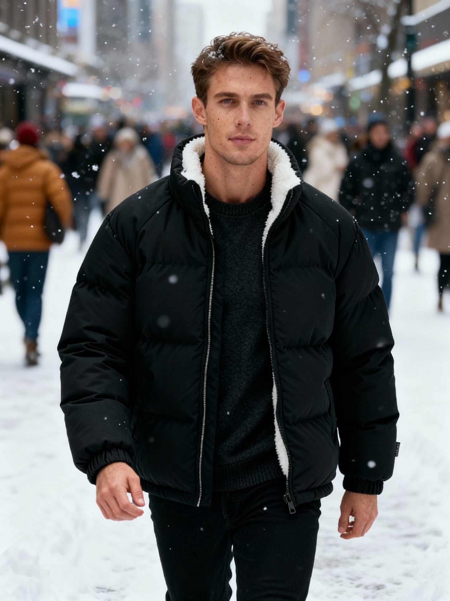 Max Men's Puffer Jacket | Thermal Fleece Lining, Modern Style 3