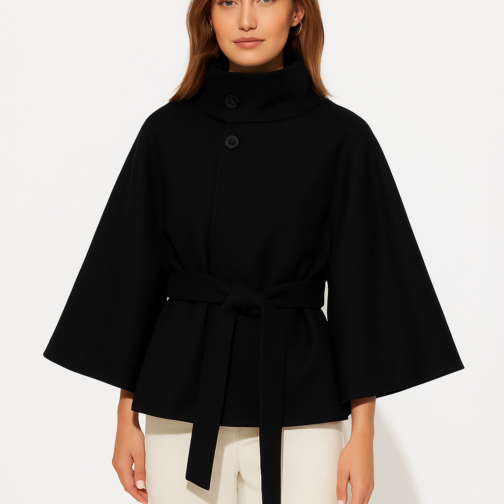 Maya Ladies Cape Jacket | Luxe Wool Blend, Elegant Design