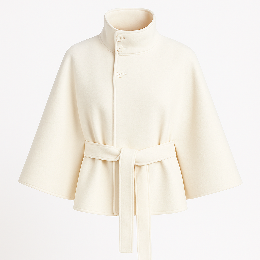 Maya Ladies Cape Jacket | Luxe Wool Blend, Elegant Design