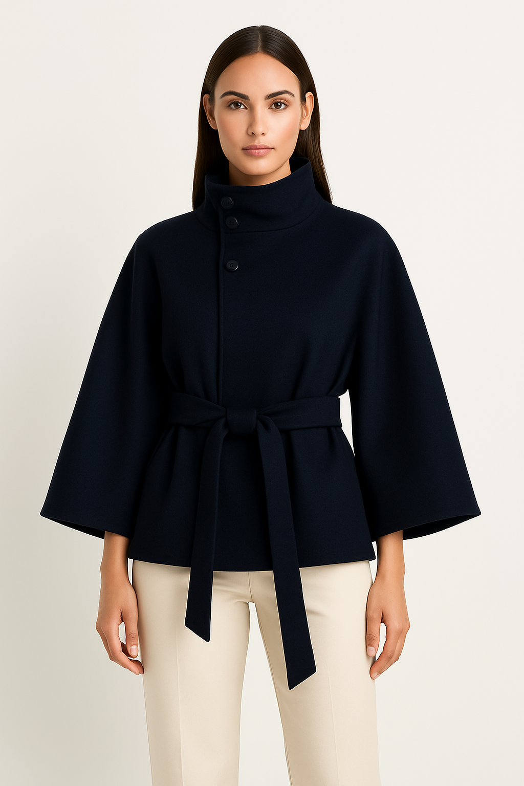 Maya Ladies Cape Jacket | Luxe Wool Blend, Elegant Design