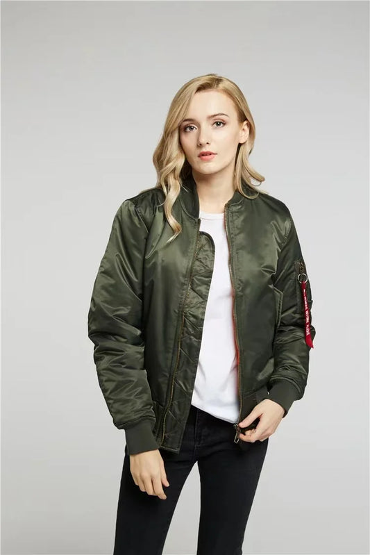 Classic MA-1 Bomber Jacket for Women | Windproof and Water-Repellent Pilot Jacket