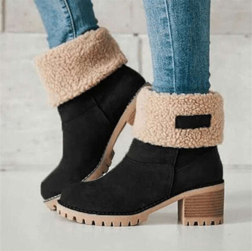Mila Women's Ankle Boots | Black Boots with Warm Lining