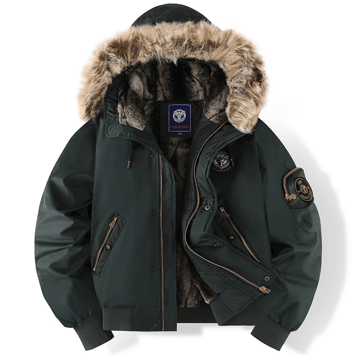 Milo Padded Bomber Jacket for Men | With Faux Fur Hood, Warm and Stylish