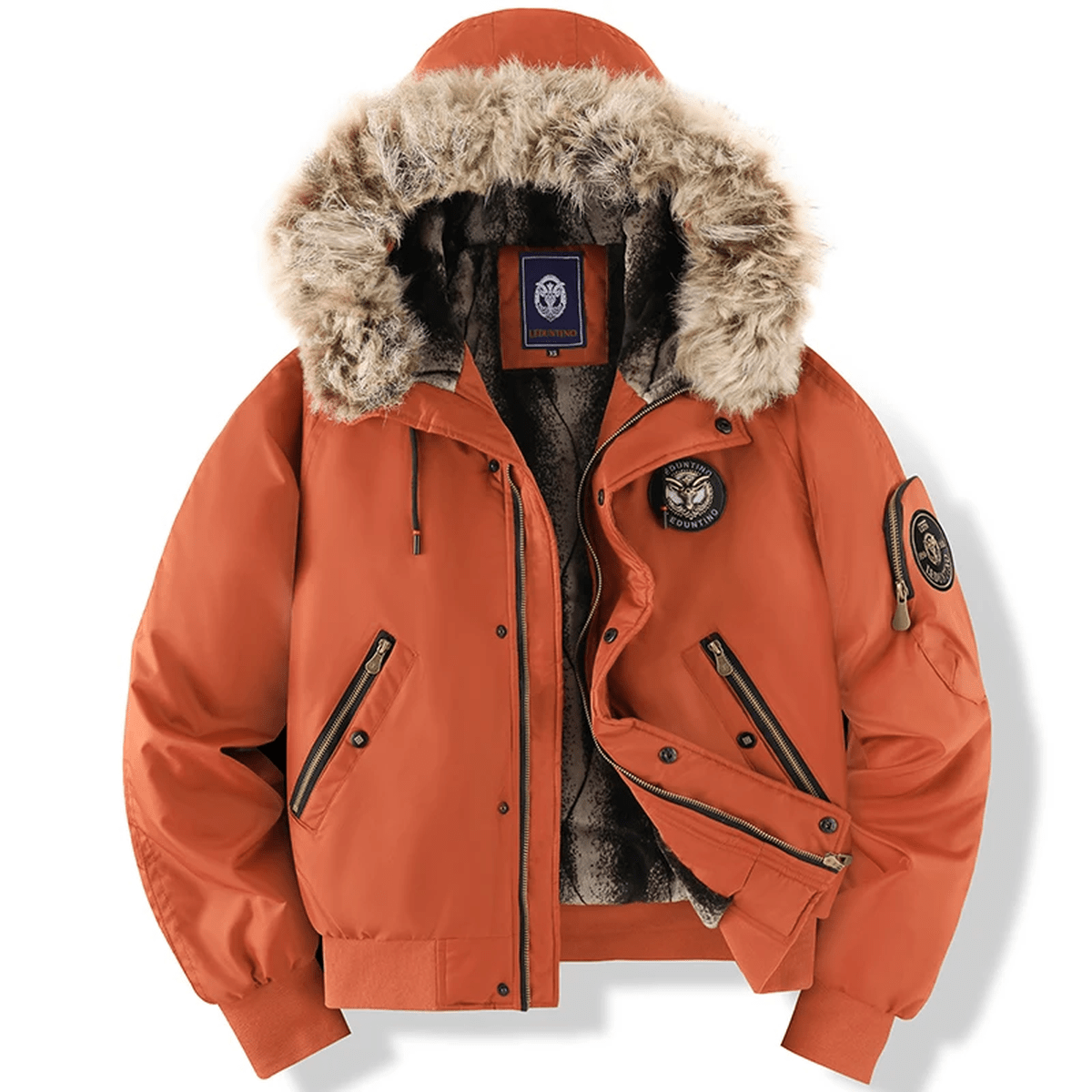 Milo Padded Bomber Jacket for Men | With Faux Fur Hood, Warm and Stylish