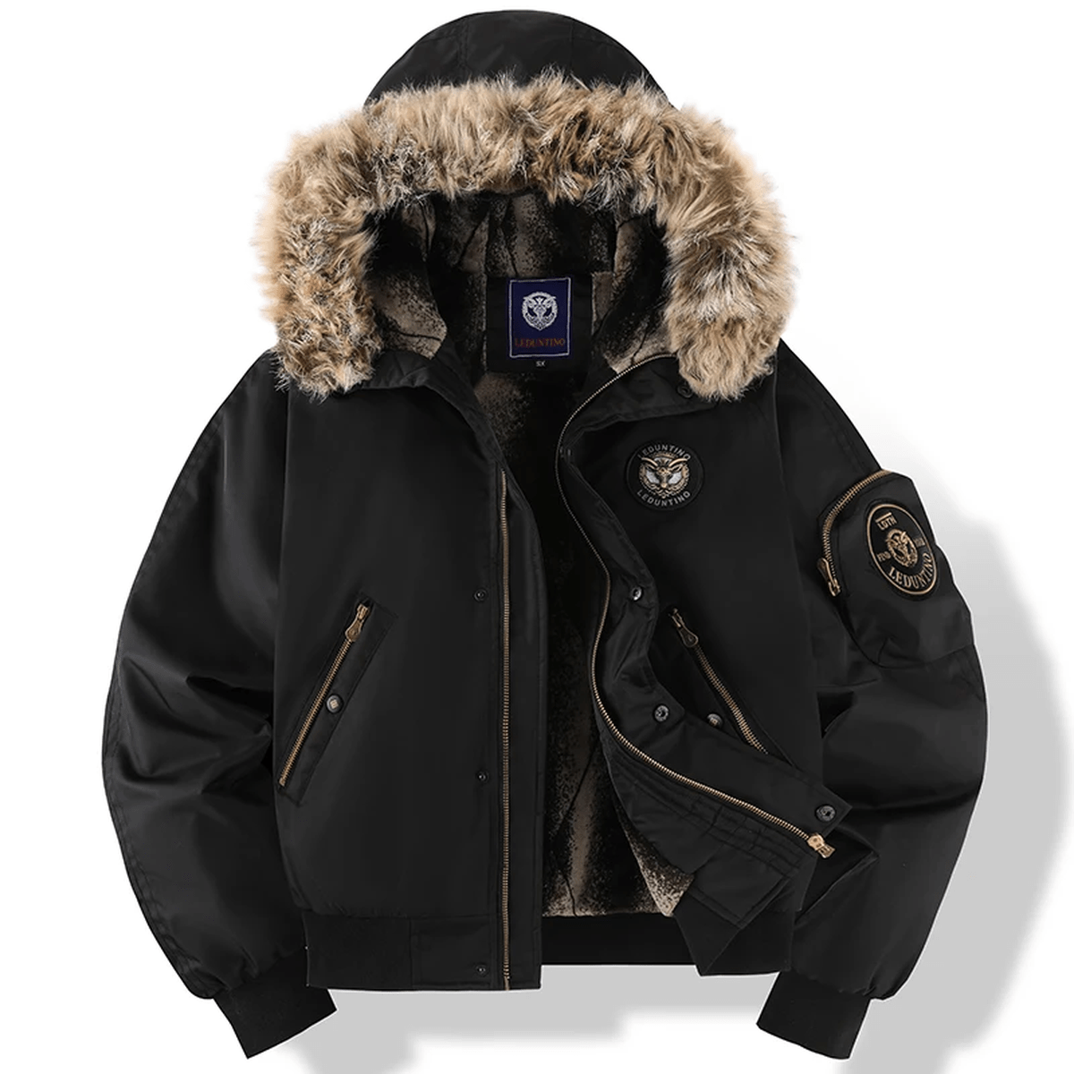 Milo Padded Bomber Jacket for Men | With Faux Fur Hood, Warm and Stylish