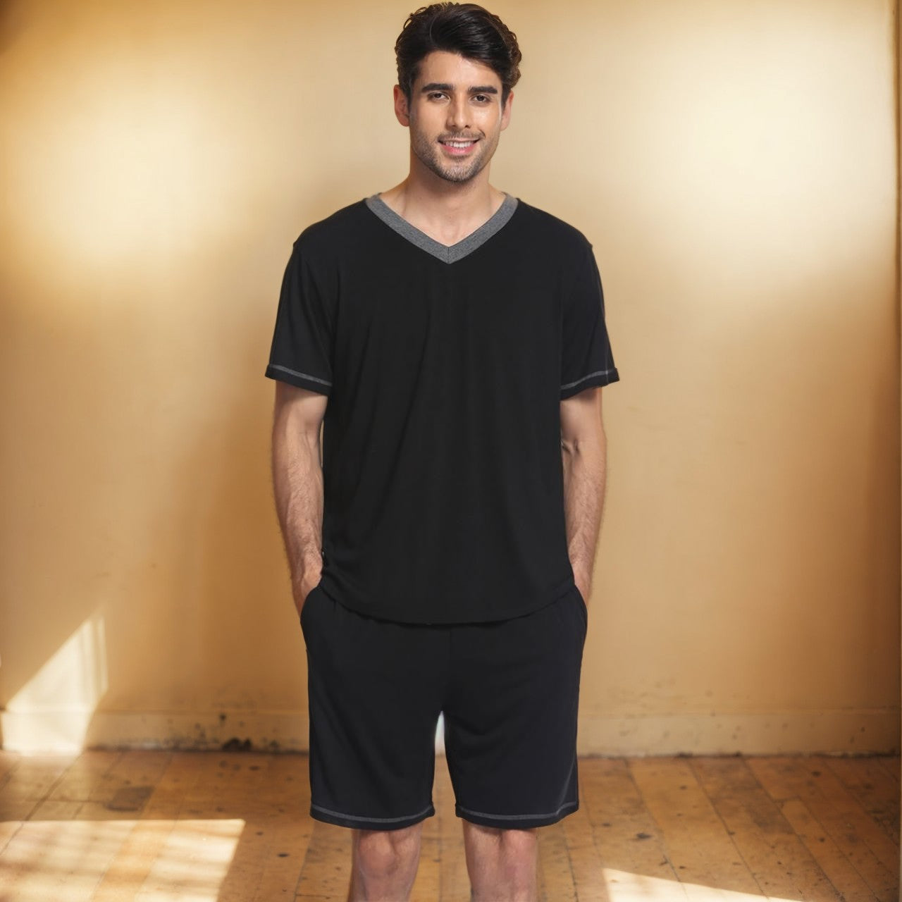 Milo Men's Casual Leisure Set | Breathable Fabric, Modern V-Neck 4