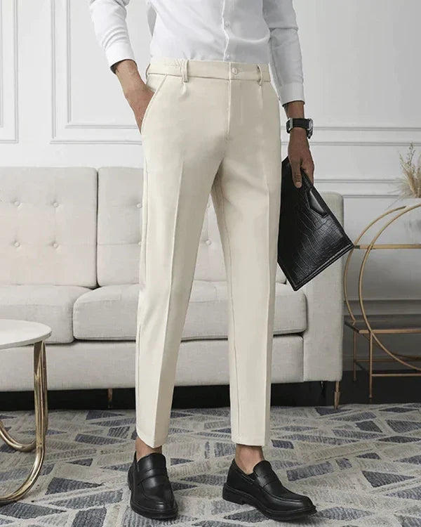 Milo Men's Tapered Cropped Trousers | Soft Stretch Fabric Classic Fit 0