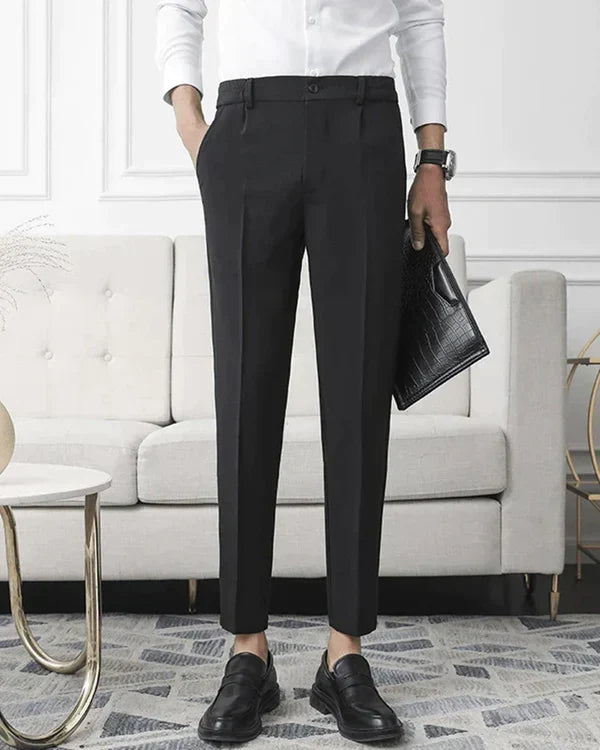 Milo Men's Tapered Cropped Trousers | Soft Stretch Fabric Classic Fit 1