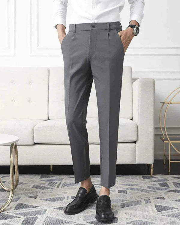 Milo Men's Tapered Cropped Trousers | Soft Stretch Fabric Classic Fit 2