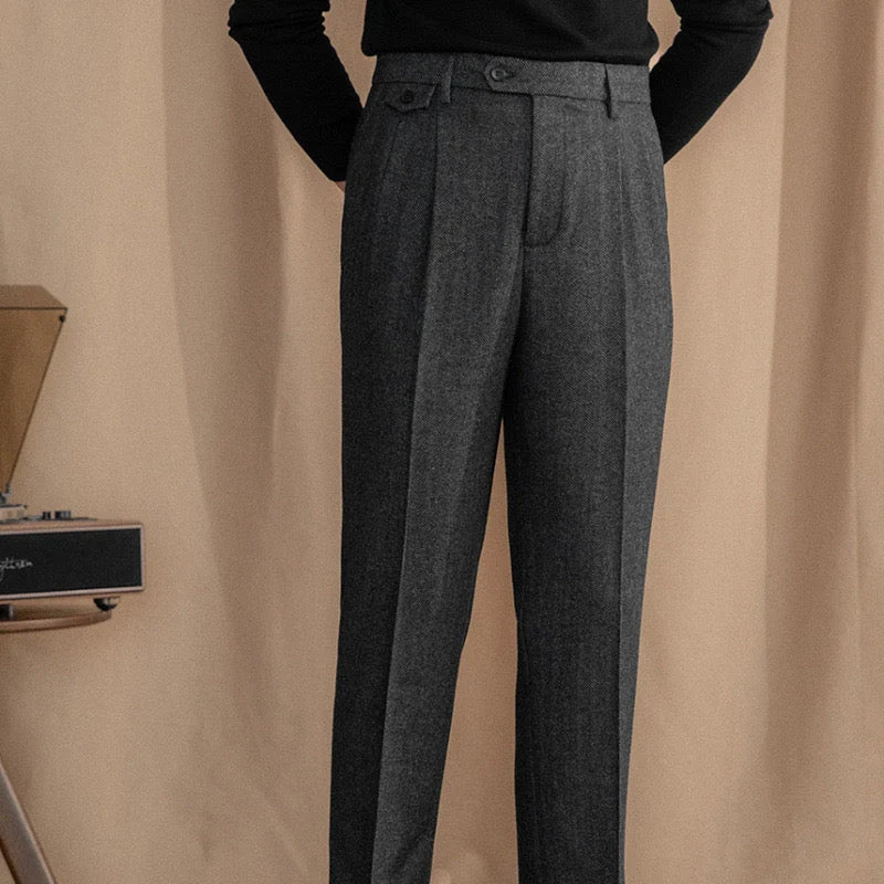 Milo Women's High-Waist Trousers | Herringbone Wool Blend Tailored Fit 1